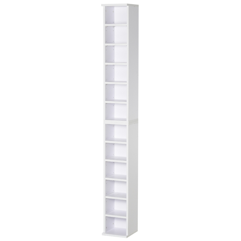 HOMCOM cd-kast cd-rek met 6 vakken staande kast tweedelige set met twee open opbergvakken spaanplaat wit 21 x 22,5 x 88,5 cm