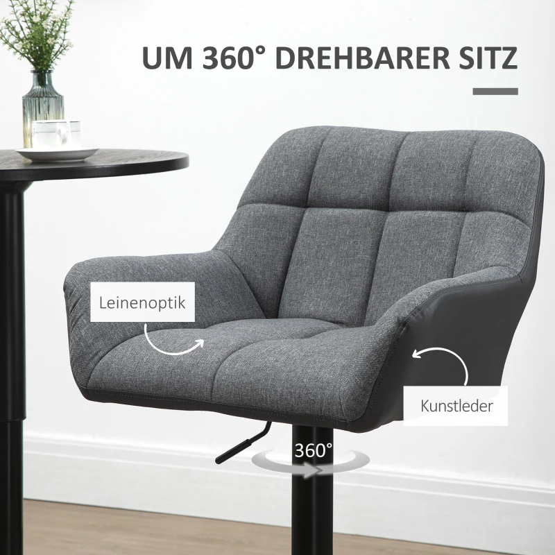 HOMCOM barkrukken, set van 2, tegenkrukken, in hoogte verstelbaar, draaibaar, in retro-design