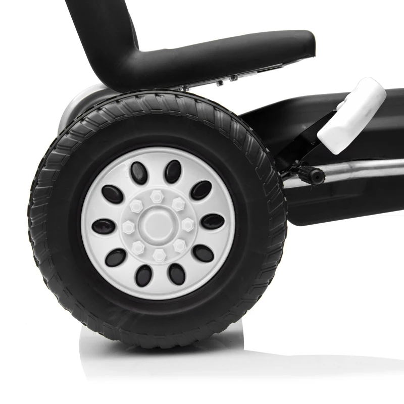 AIYAPLAY Go Kart para Niños de +3 Años con Asiento Ajustable Volante Freno Manual Marco de Aluminio y Acero Carga 30 kg Blanco