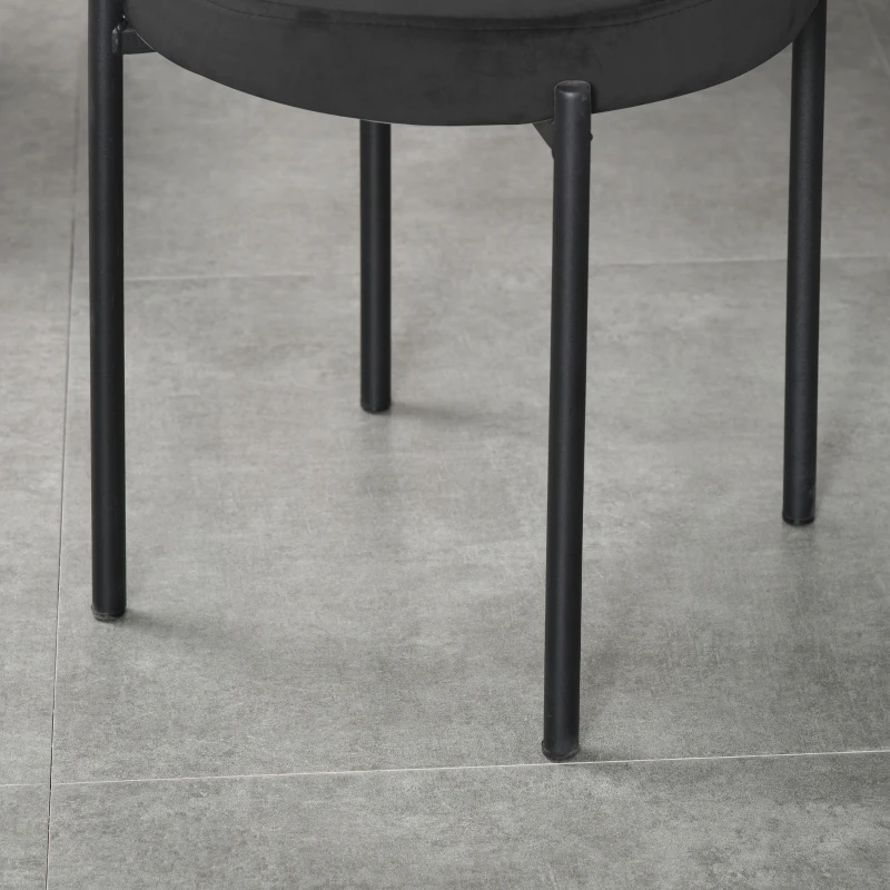HOMCOM Eetkamerstoel Accentstoel Keukenstoelen, 41,5 cm x 41,5 cm x 46 cm, Zwart