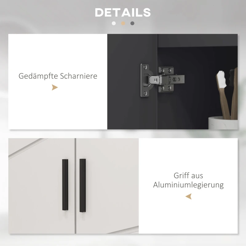 kleankin Badkamerkast, Badmeubel, Wastafelonderkast, 2 Niveaus, Hout, Lichtgrijs
