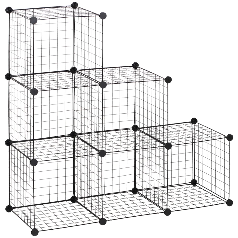 HOMCOM Metalen Kubusrek, Aanpasbare Kubuskast voor Kleding, Boeken, Speelgoed, Flexibel, 109L x 37B x 109H cm, Zwart