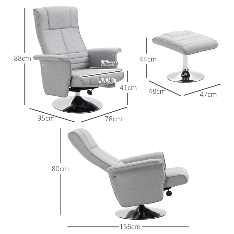 HOMCOM massagestoel met voetenbank, elektrische relaxstoel met ligfunctie(m-3)