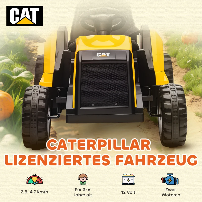 AIYAPLAY Kinder-bouwvoertuig, zitauto voor kinderen, afstandsbediening, handmatige bediening, Bluetooth+muziekfunctie, 3-6 jaar, kunststof, staal, geel