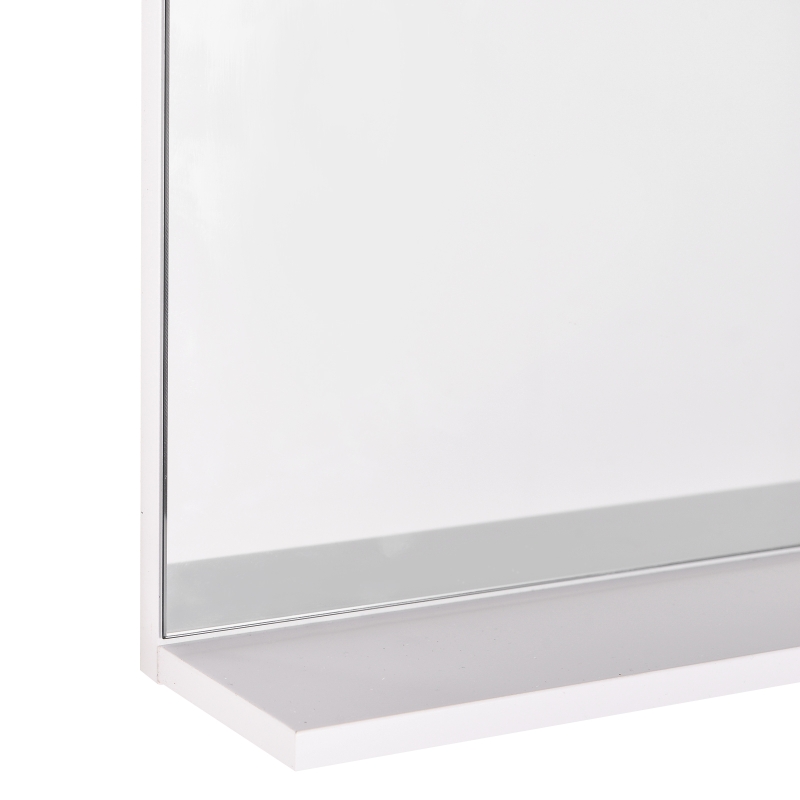 kleankin Elegante Badkamerspiegel met 3 Handige Planken van Wit MDF