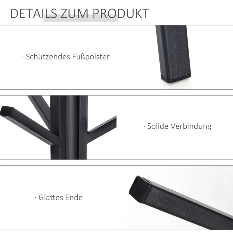 HOMCOM Kapstok in Scandinavisch design, kledingrek, 7 kledinghaken, zwart + bruin