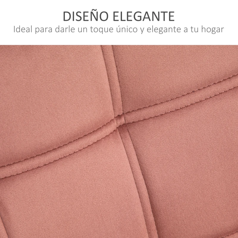 HOMCOM Butaca de Salón Moderna Tapizado en Terciopelo con Asiento Ancho Patas de Madera Sillón Relax para Sala de Estar Rosa