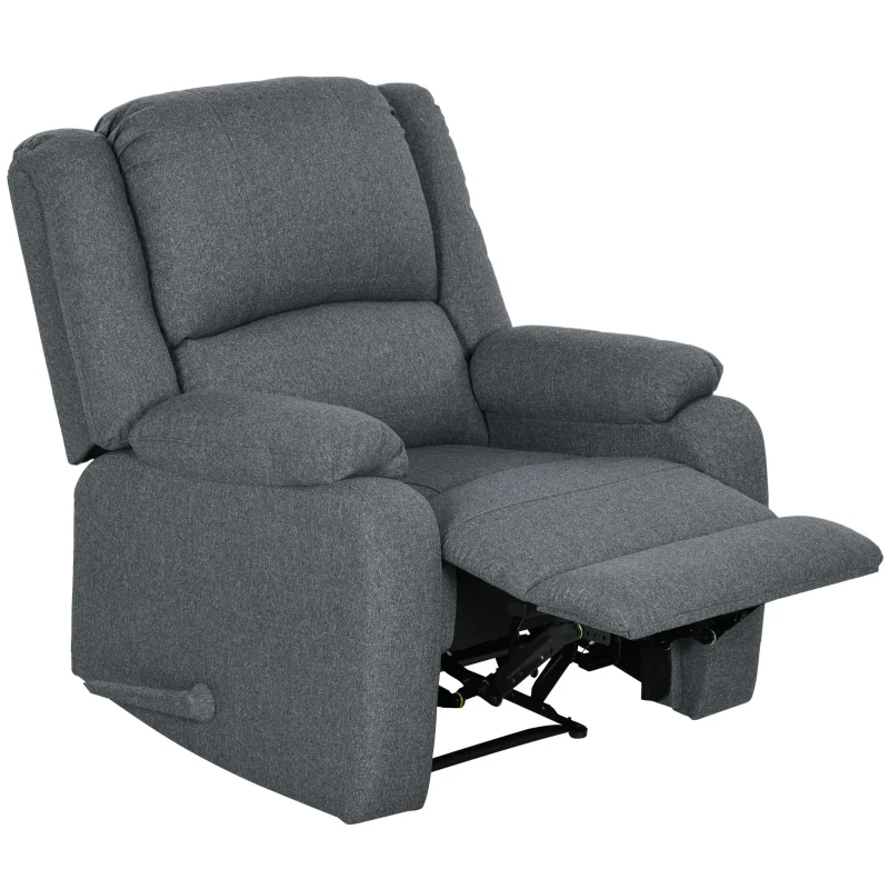 HOMCOM Relaxstoel met ligfunctie en voetsteun, verstelbaar, tot 150 kg, stalen frame, 90 x 96 x 98 cm, Grijs