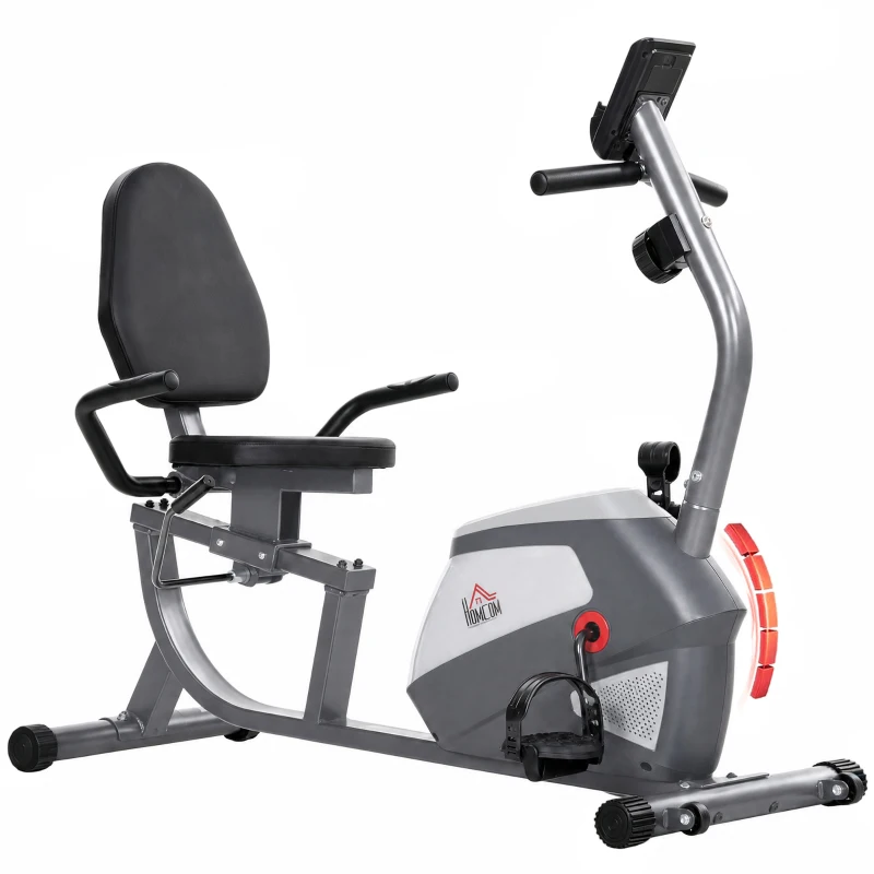 HOMCOM Vélo d'appartement semi-allongé vélo couché magnétique écran LCD multifonction siège réglable 8 niveaux de résistance(m-12)