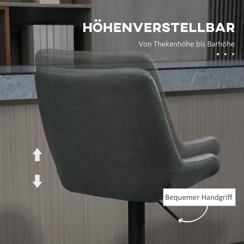HOMCOM Verstelbare Barkruk Keukenkruk Designkruk, met voetensteun, 51 cm x 59 cm x 117 cm, Donkergrijs + Zwart