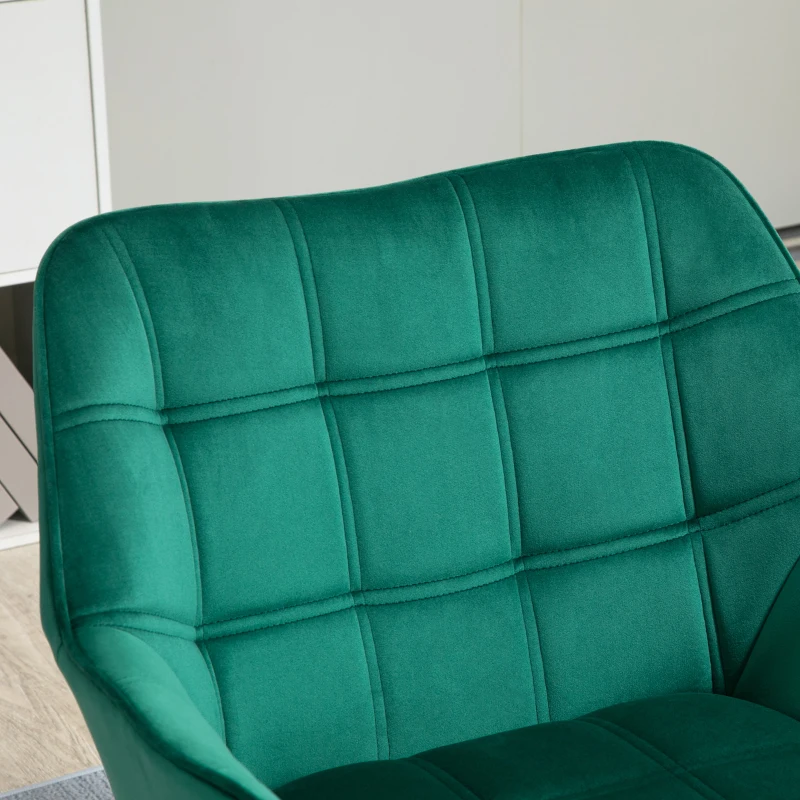 HOMCOM Poltrona Moderna de Sala Estofada em Veludo com Pés de Madeira Cadeira Relax para Sala de Estar Verde