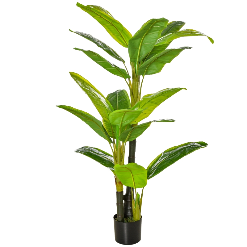 HOMCOM Platanera Artificial 150 cm con Maceta y 18 Hojas Planta Artificial para Decoración de Hogar Terraza Jardín Salón Verde