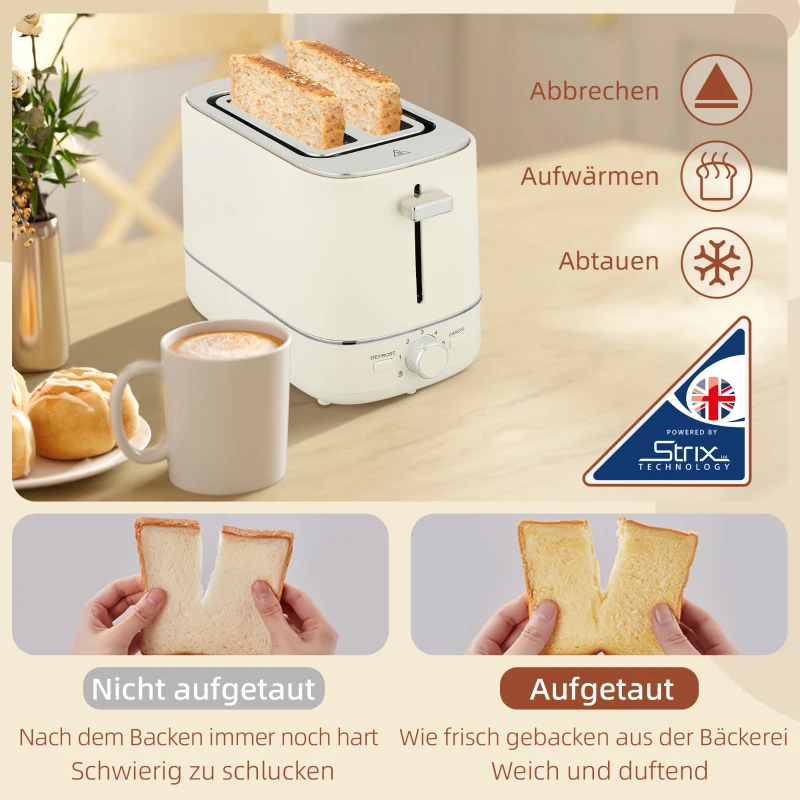 HOMCOM Set van 1,7 L Waterkoker en Toaster met 6 Bruiningsstanden, Beige