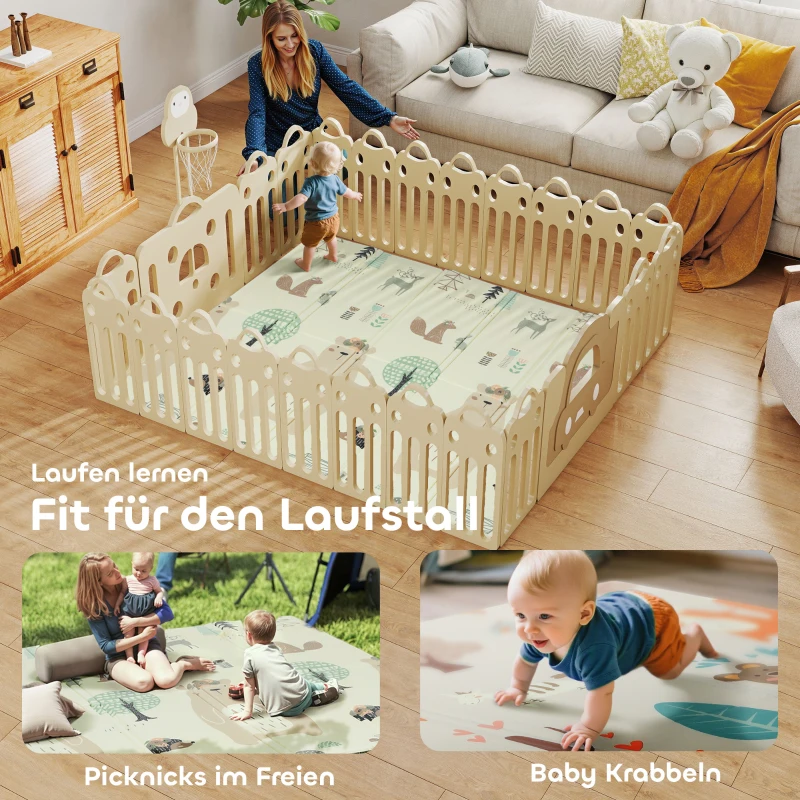 AIYAPLAY Speelmat Baby 196 x 176 x 1,5 cm opvouwbaar Dubbelzijdige speelmat Multicolor