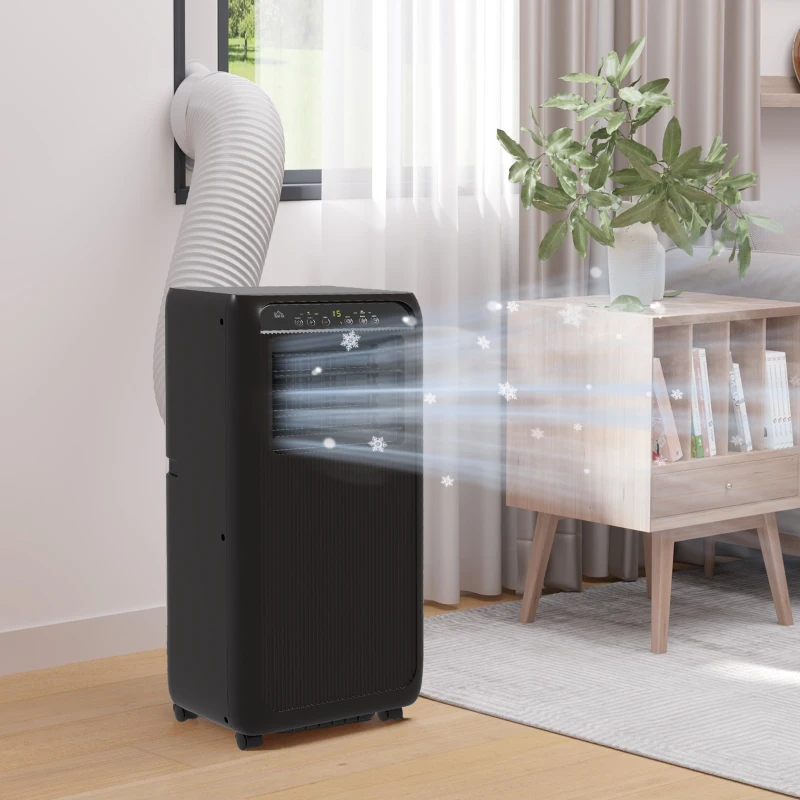 HOMCOM Mobile Klimaanlage Mini Klimagerät, 24-Stunden-Timer, 3 Geschwindigkeiten, 33 x 28 x 68,5 cm, Schwarz