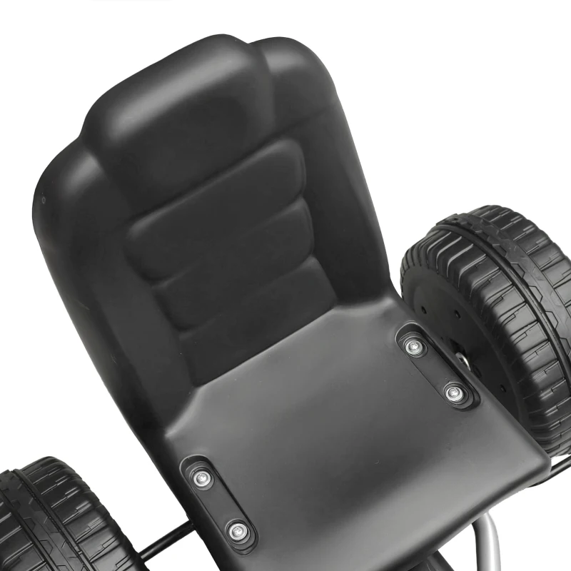 AIYAPLAY Go Kart para Niños de +3 Años con Asiento Ajustable Volante Freno Manual Marco de Aluminio y Acero Carga 30 kg Blanco