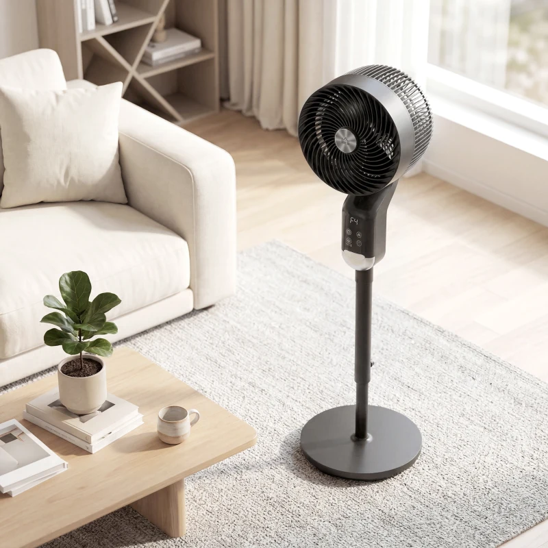 HOMCOM 20 dB Silent Standing Fan, Pedestal Fan with Remote, Oscillating, 8 Speeds, Adjustable Height, 12H Timer