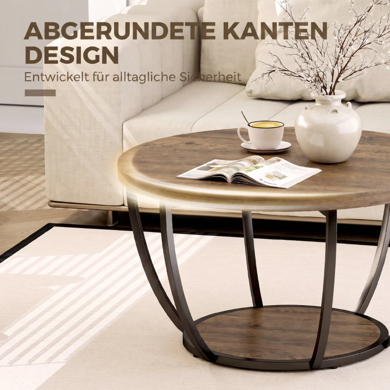 HOMCOM Salontafel met 2 niveaus, woonkamertafel 80 x 80 x 43,8 cm, bruin/zwart