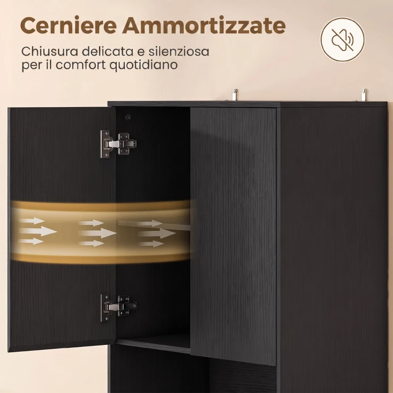 HOMCOM Dispensa Cucina 170cm, Contenitore con Mensola Regolabile, Effetto Legno Nero
