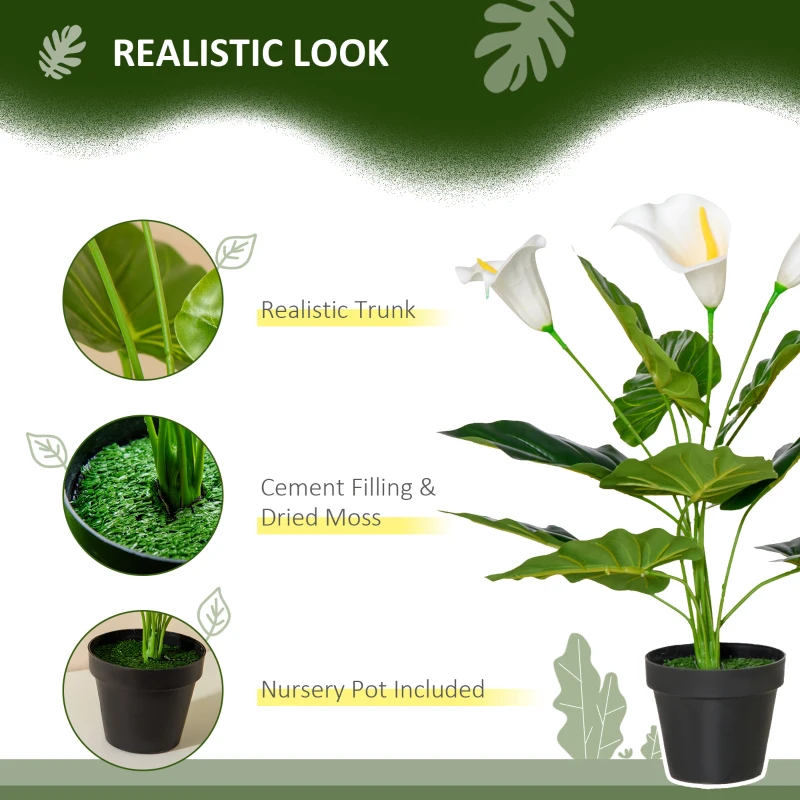 HOMCOM 5ft Artificial Tree, Indoor Fake Eucalyptus with White Tender Tips and Pot, for Home, Office, and Living Room Decor