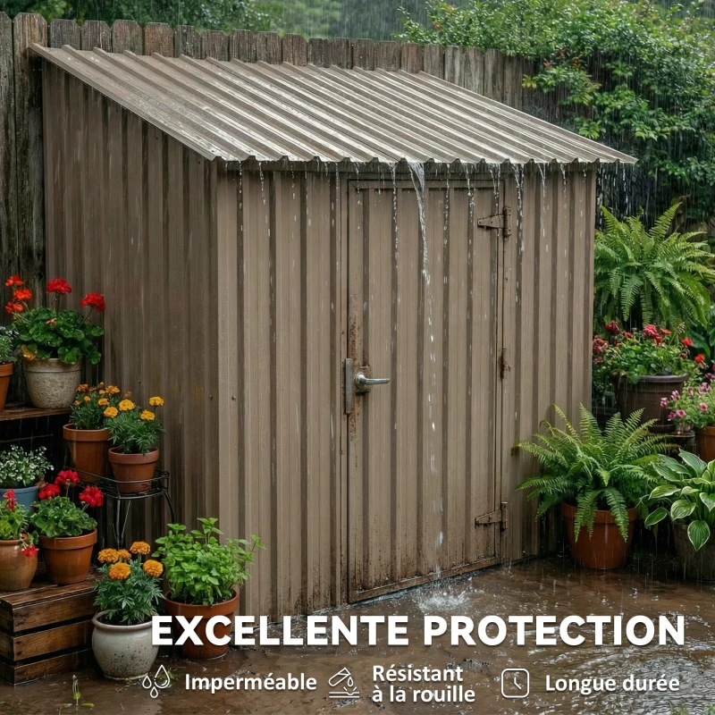 Outsunny Lot de 12 Panneaux en Acier Galvanisé Résistant aux Intempéries, Marron, Dim. d'un Panneau 129L x 45l cm