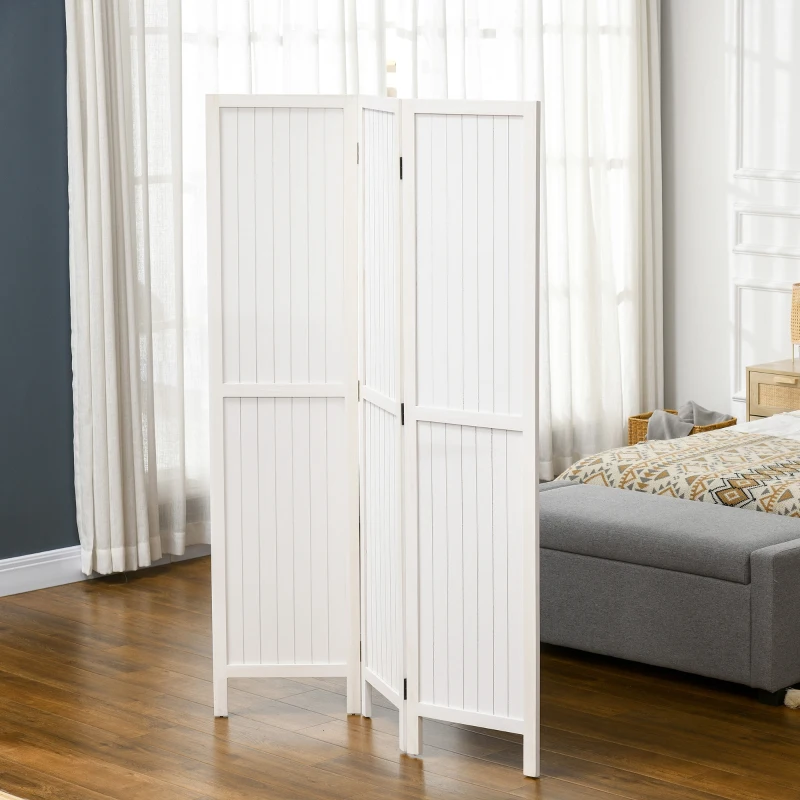HOMCOM Paravent en bois séparateur de pièce closion intérieur pliable 3 panneaux en bois 120 x 170 cm blanc