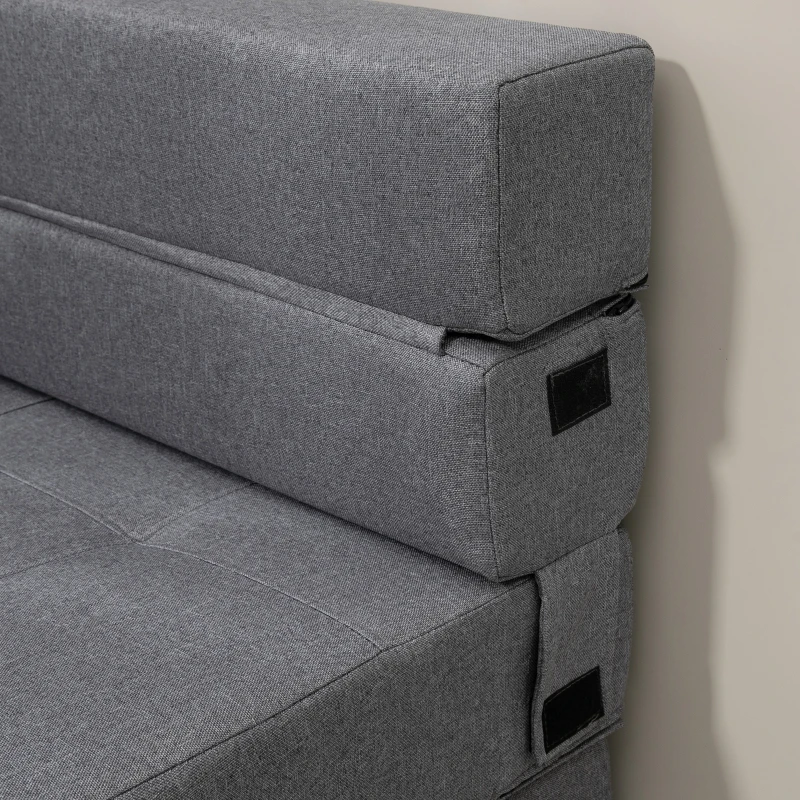 HOMCOM Convertible Chair Bed, Floor Sofa Bed Recliner, Fabric Upholstered Sleeper Lounge Futon with Pillow for Living Room, Dark Grey