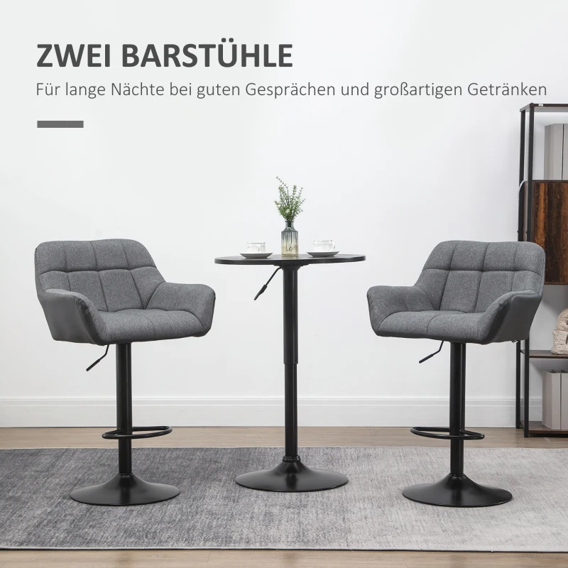 HOMCOM barkrukken, set van 2, tegenkrukken, in hoogte verstelbaar, draaibaar, in retro-design