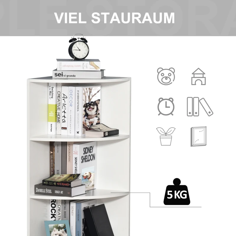 HOMCOM vrijstaande stelling hoekkast boekenkast opbergkast badkamerstelling decoratieve stelling houten stelling 4 vakken