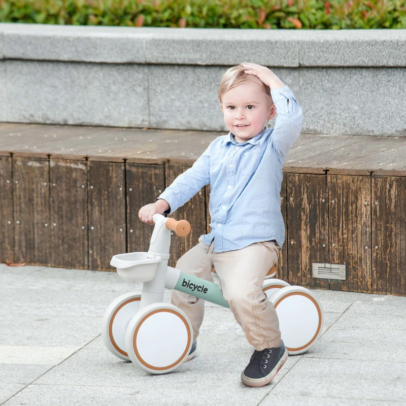 AIYAPLAY Kids Balance Bike for 1-3 Years Old with Adjustable Seat, Silent Wheels, Green