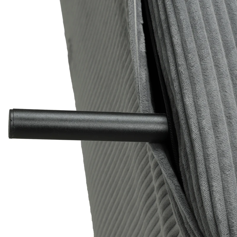 HOMCOM Slaapfauteuil 3-in-1, uitschuifbare fauteuil in cord met slaapfunctie verstelbare rugleuning, kussen donkergrijs