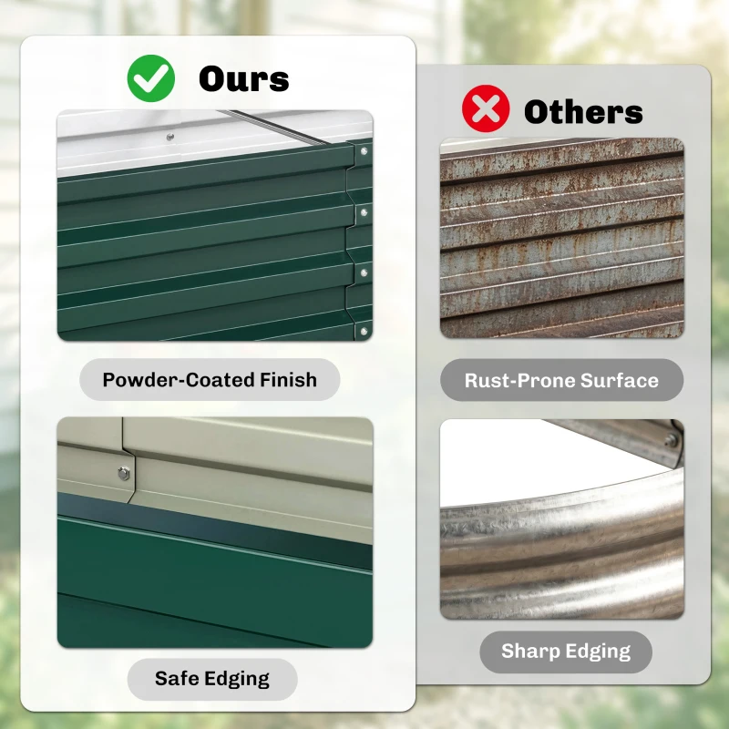 Outsunny Set of 2 Raised Beds for Garden, Galvanised Outdoor Planters for Herbs Vegetables, Use for Patio Balcony, Green