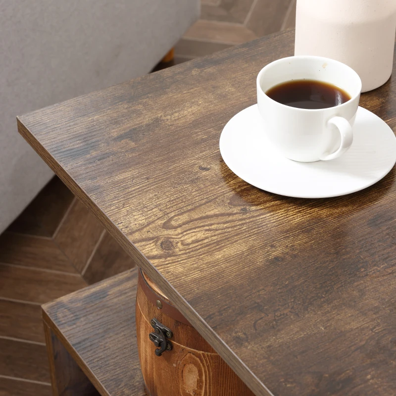 Salontafel bijzettafel koffietafel theetafel houtnerf metaal bruin