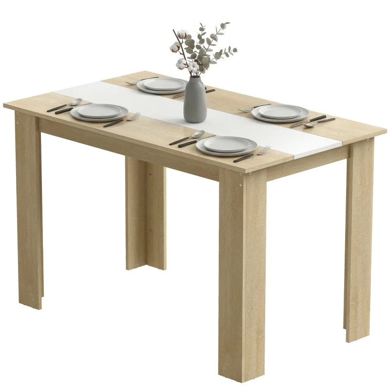 HOMCOM Table à manger table de cuisine design moderne avec grand plateau 2-4 personnes en bois dim. 120L x 69l x 75H cm