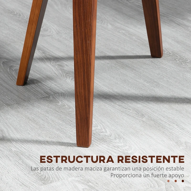 HOMCOM Pack de 2 Sillas de Comedor con Patas de Madera Tapizadas en Cuero Sintético Respaldo Curvado 53x54x81 cm Negro