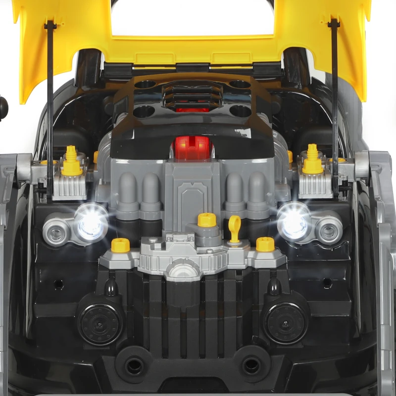 AIYAPLAY Juguete de Motor de Excavadora para Niños con Vapor Luces y Sonidos Set de Reparación Mecánico 3 a 6 Años Amarillo