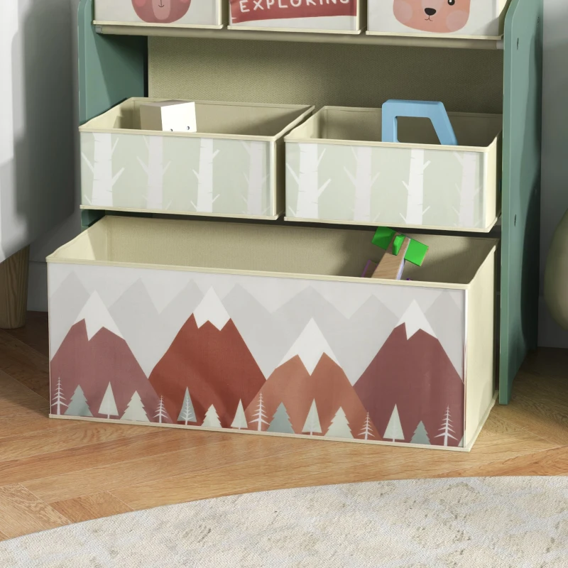 ZONEKIZ kinderskast met 6 stofboxen, schattig motief, 63x30x66 cm, Grün(m-9)