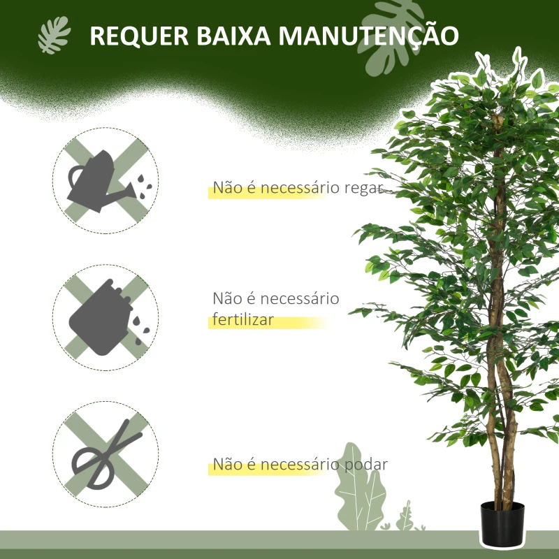 HOMCOM Planta Figueira Artificial com Tronco Realista 180 cm  Vaso e 1260 Folhas Decoração para Casa Verde