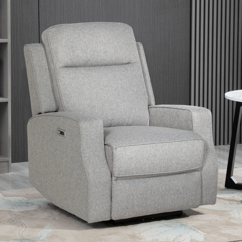 HOMCOM 150° Electric Reclining Chair, with USB port and Footrest - Grey