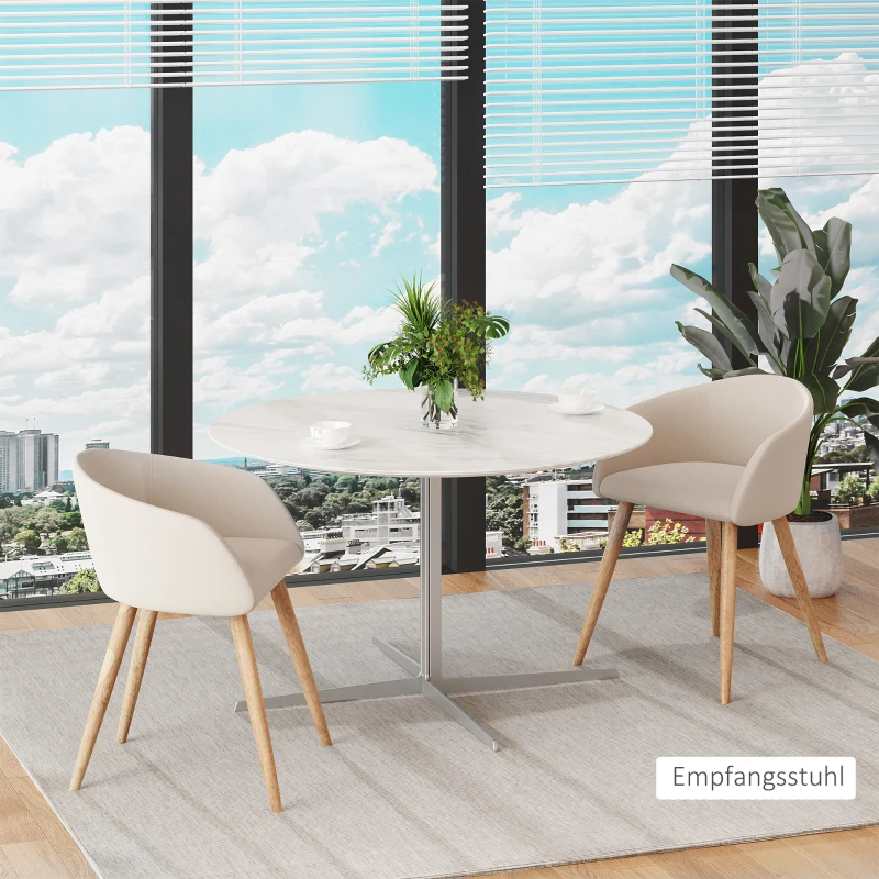 HOMCOM Set van 2 gestoffeerde stoelen, Scandinavisch ontwerp, gestoffeerde stoelen met houten poten, antislip pads, 150 kg draagvermogen, Beige