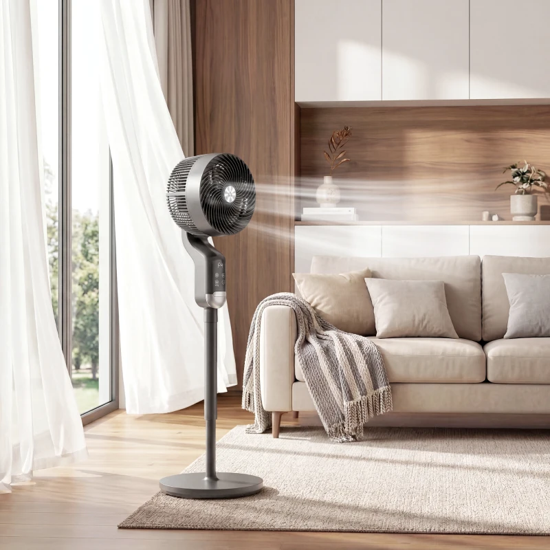 HOMCOM 20 dB Silent Standing Fan, Pedestal Fan with Remote, Oscillating, 8 Speeds, Adjustable Height, 12H Timer