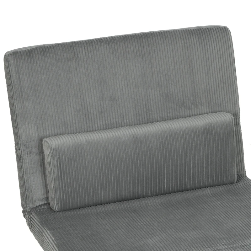 HOMCOM Slaapfauteuil 3-in-1, uitschuifbare fauteuil in cord met slaapfunctie verstelbare rugleuning, kussen donkergrijs