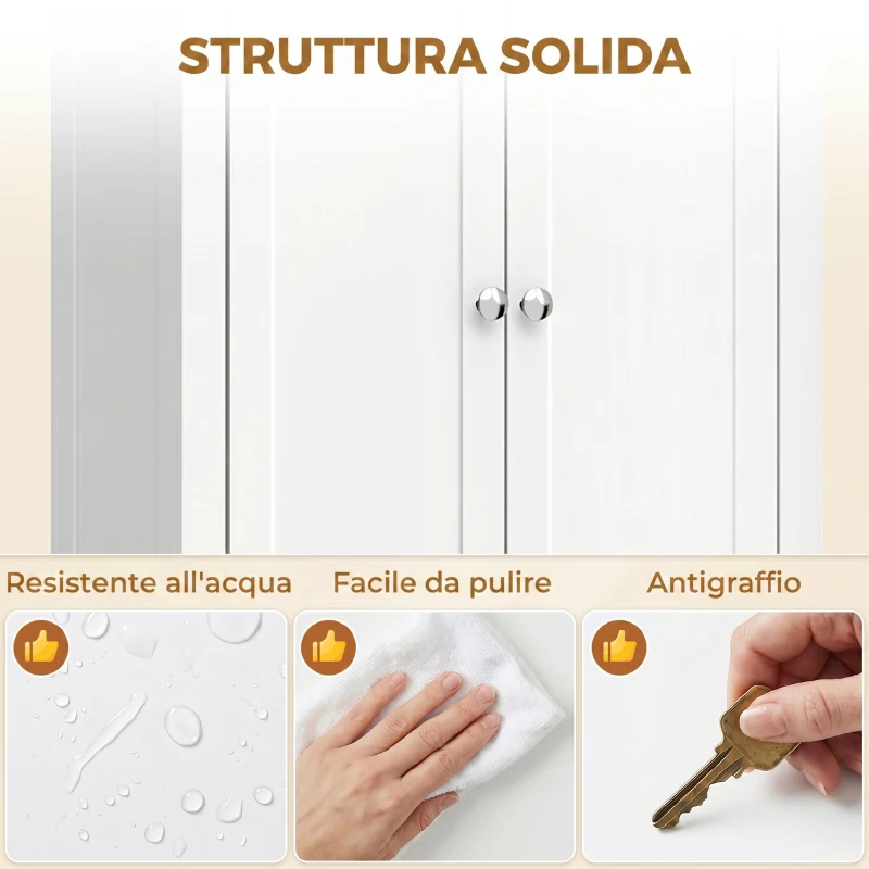 HOMCOM Mobile Bagno Alto 170 cm da Terra con Ripiani Regolabili