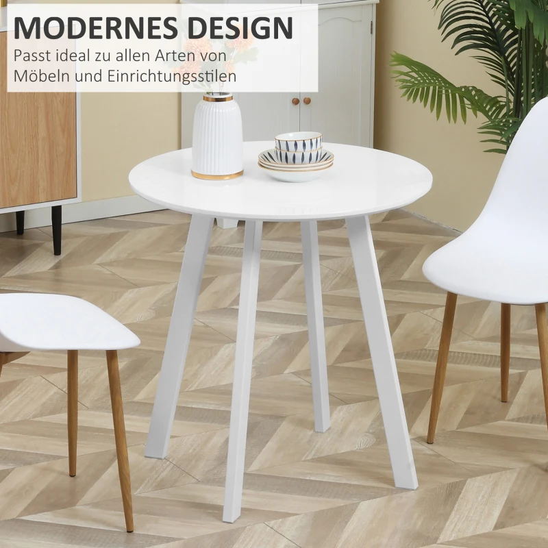 HOMCOM eettafel, keukentafel, voor 2 personen, hoogglanzend oppervlak, met tafelpoten, wit, 72 x 72 x 75 cm