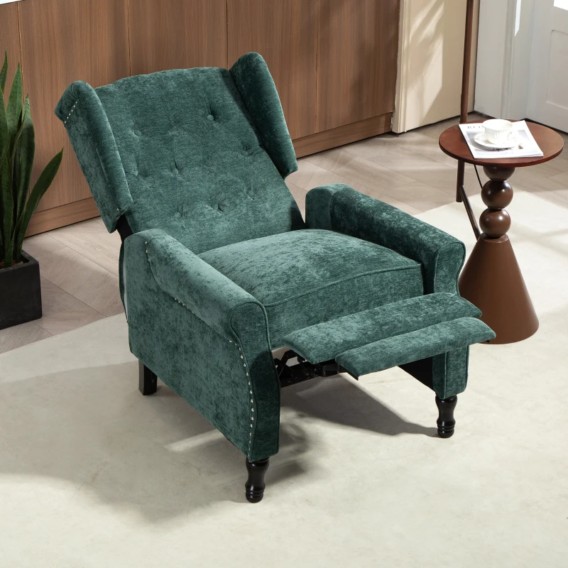 HOMCOM 150° Reclining Vintage Armchair, with footrest - Dark Green