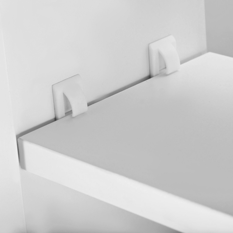 HOMCOM 80 x 15 cm Double Door Bathroom Mirror Cabinet - White