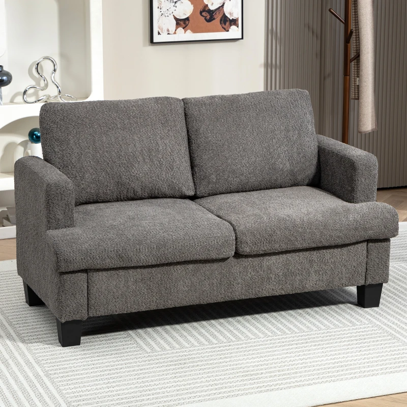 HOMCOM Canapé 2 places 120 cm avec coussins de dossier amovibles, tissu chenille pour salon, chambre, bureau, gris foncé