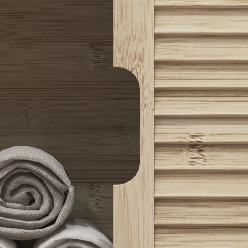HOMCOM Móvel para Lavatório Pousar em Bambu com Portas Deslizantes de Ripas Compartimento Aberto 60x30x60 cm Madeira