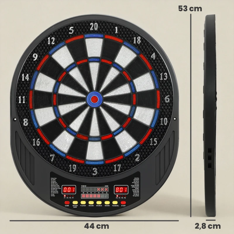 SPORTNOW Jeu de fléchettes électronique avec embouts souples, doubles écrans LED, 33 jeux, 202 variations, jusqu'à 8 joueurs