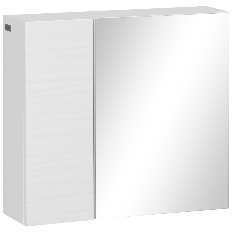 kleankin Armario de Baño con Espejo 2 Puertas y Estantes Ajustables Mueble de Baño para Colgar 48x15x45 cm Blanco
